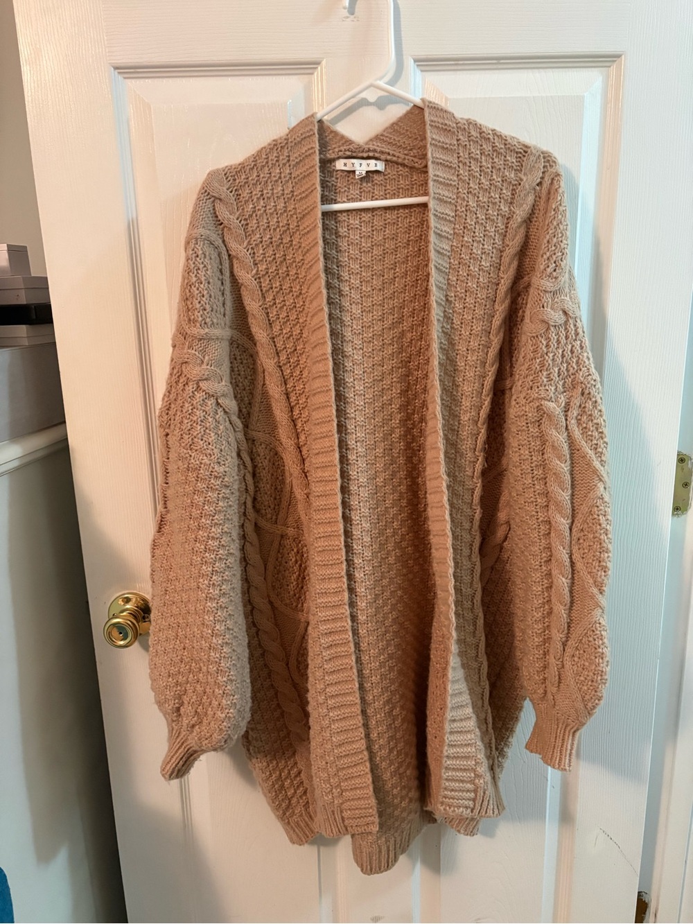 HYFVE Cable Knit Open-Front Chunky Cardigan